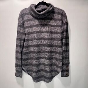 Lularoe Womens Long Sleeve Turtle Neck Gray Pullover Striped Blouse‎ Size S